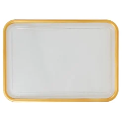 Decostar™ Clear Rectangular Plastic Tray with Gold Rim 16" x 12" - Gold