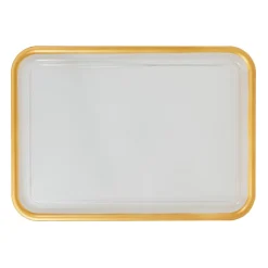 Decostar™ Clear Rectangular Plastic Tray with Gold Rim 13" x 10" - Gold