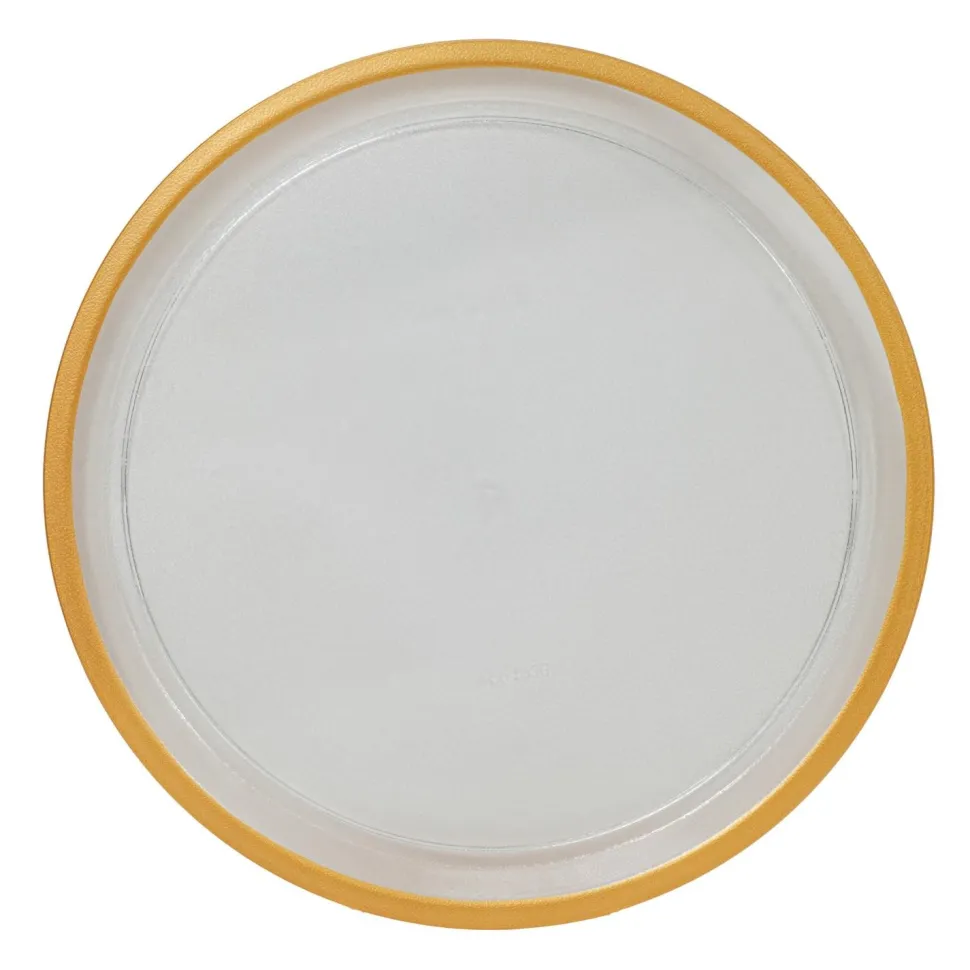 Decostar™ Clear Round Plastic Tray with Gold Rim 12" - Gold