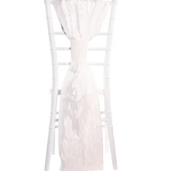 DecoStar™ Crushed Taffeta Single Piece Simple Back Chair Accent - White