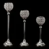 Decostar™ Crystal Ball Candle Holder Stand Set of 3 - Silver