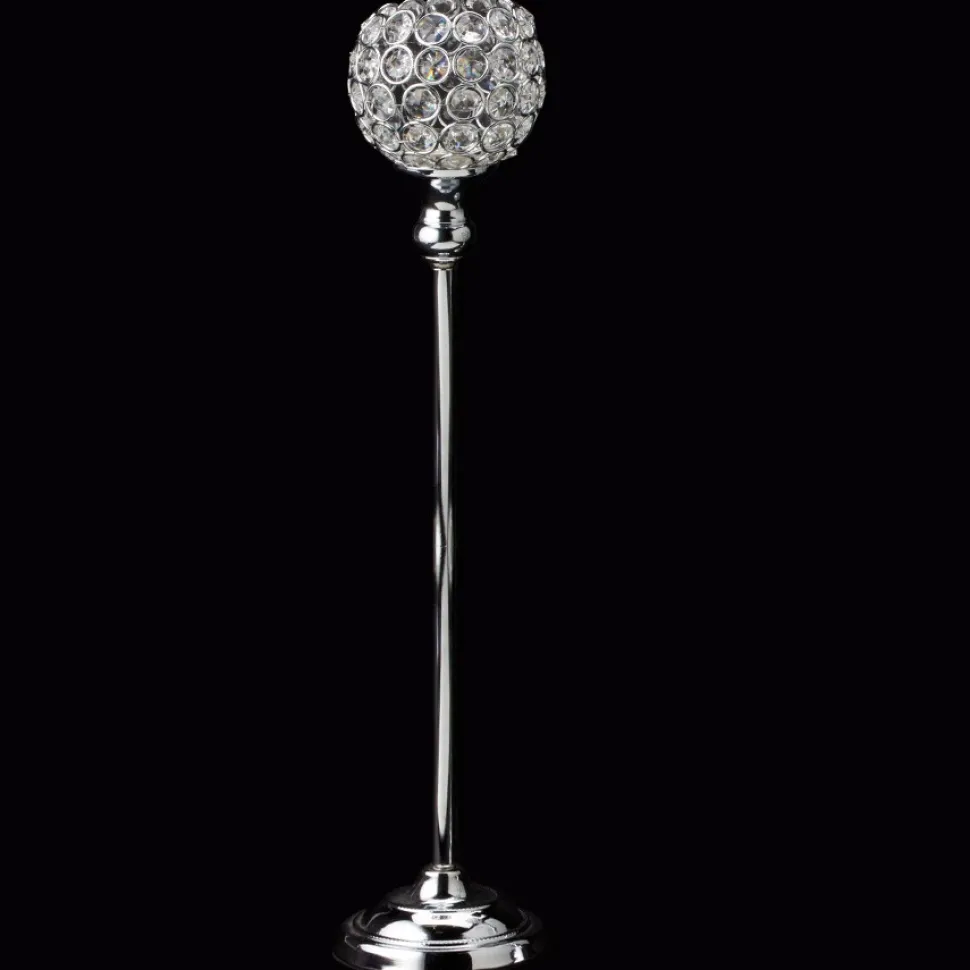 Decostar™ Crystal Ball Candle Holder Stand 18 ¾" - Silver