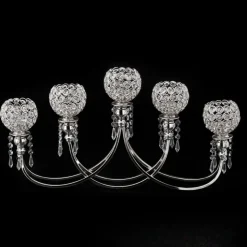 Decostar™ Crystal Bead Tabletop Low Candelabra 13¼" - Silver