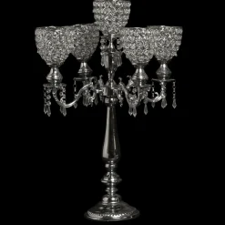 Decostar™ Crystal Candelabra Globe Seville, Five Arm 30" - Silver