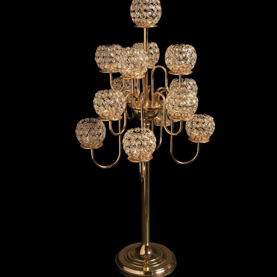 Decostar™ Crystal Candelabra Globe Seville 38" - Gold