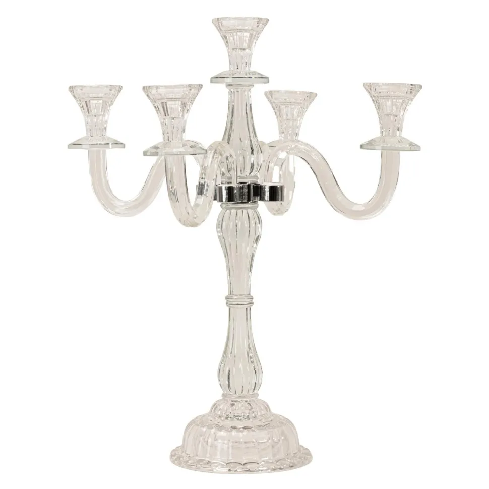 Decostar™ Crystal 5 Head Candle Holder Table Centerpiece 17¾"