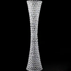 Decostar™ Crystal Hurricane Vase For Flowers 35 ½" - Silver