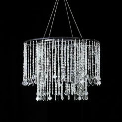 Decostar™ Crystal Iridescent Diamond Cut Bead, Cascade Chandelier 19"