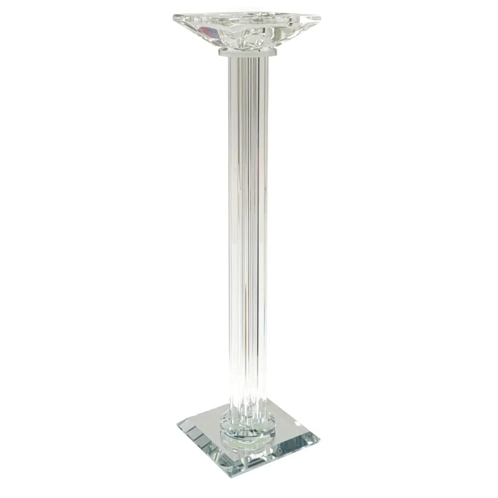 Decostar™ Crystal Pillar Candle Holder With Mirror Base 16½"