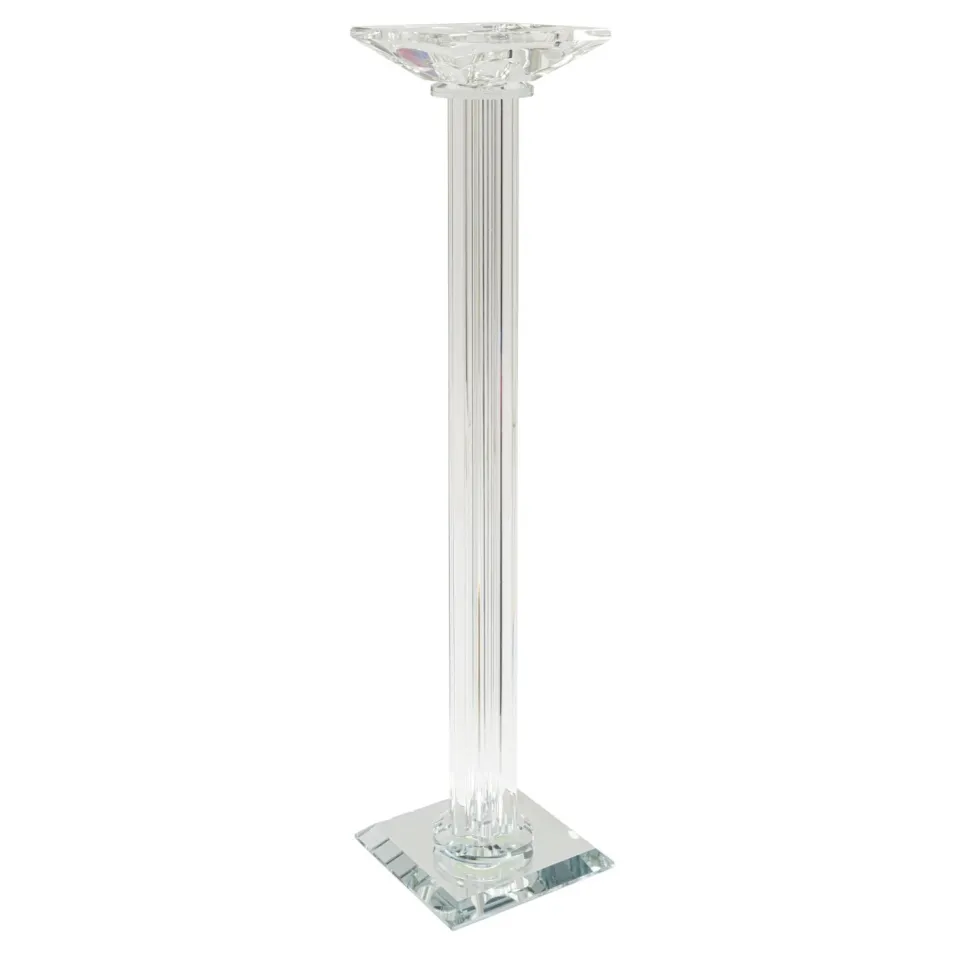 Decostar™ Crystal Pillar Candle Holder With Mirror Base 18"