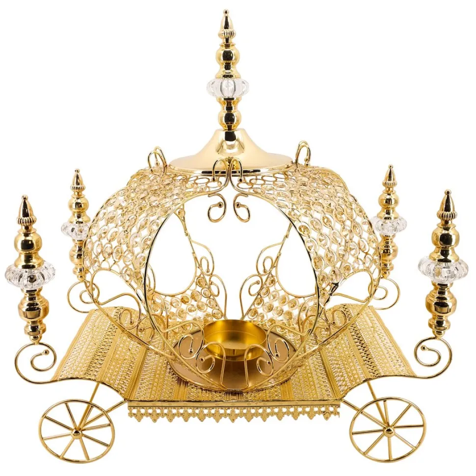 Decostar™ Crystal Pumpkin Carriage Candle Holder 23½" - Gold
