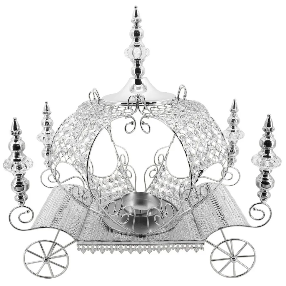 Decostar™ Crystal Pumpkin Carriage Candle Holder 23½" - Silver
