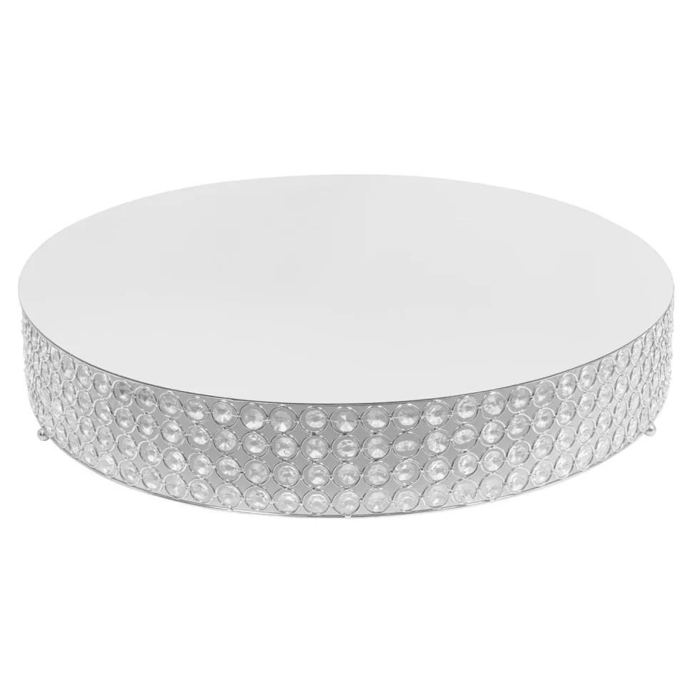 Decostar™ Crystal Round Cake Stand 22" - Silver