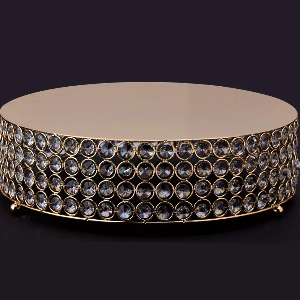 Decostar™ Crystal Round Cake Stand 13¾" - Gold