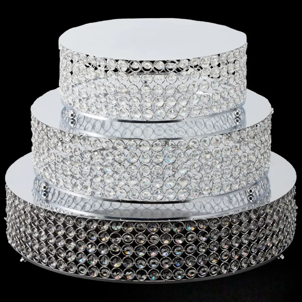 Decostar™ Crystal Round Cake Stand 3 Piece Set - Silver