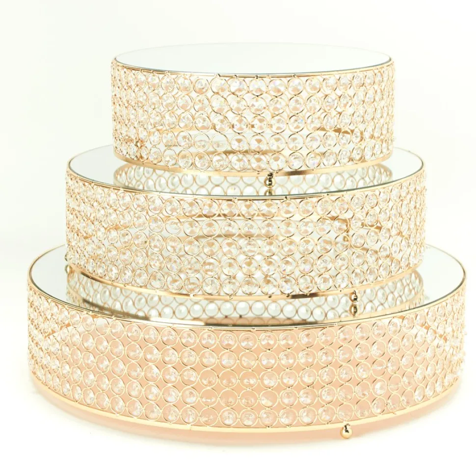 Decostar™ Crystal Round Cake Stand 3 Piece Set - Gold