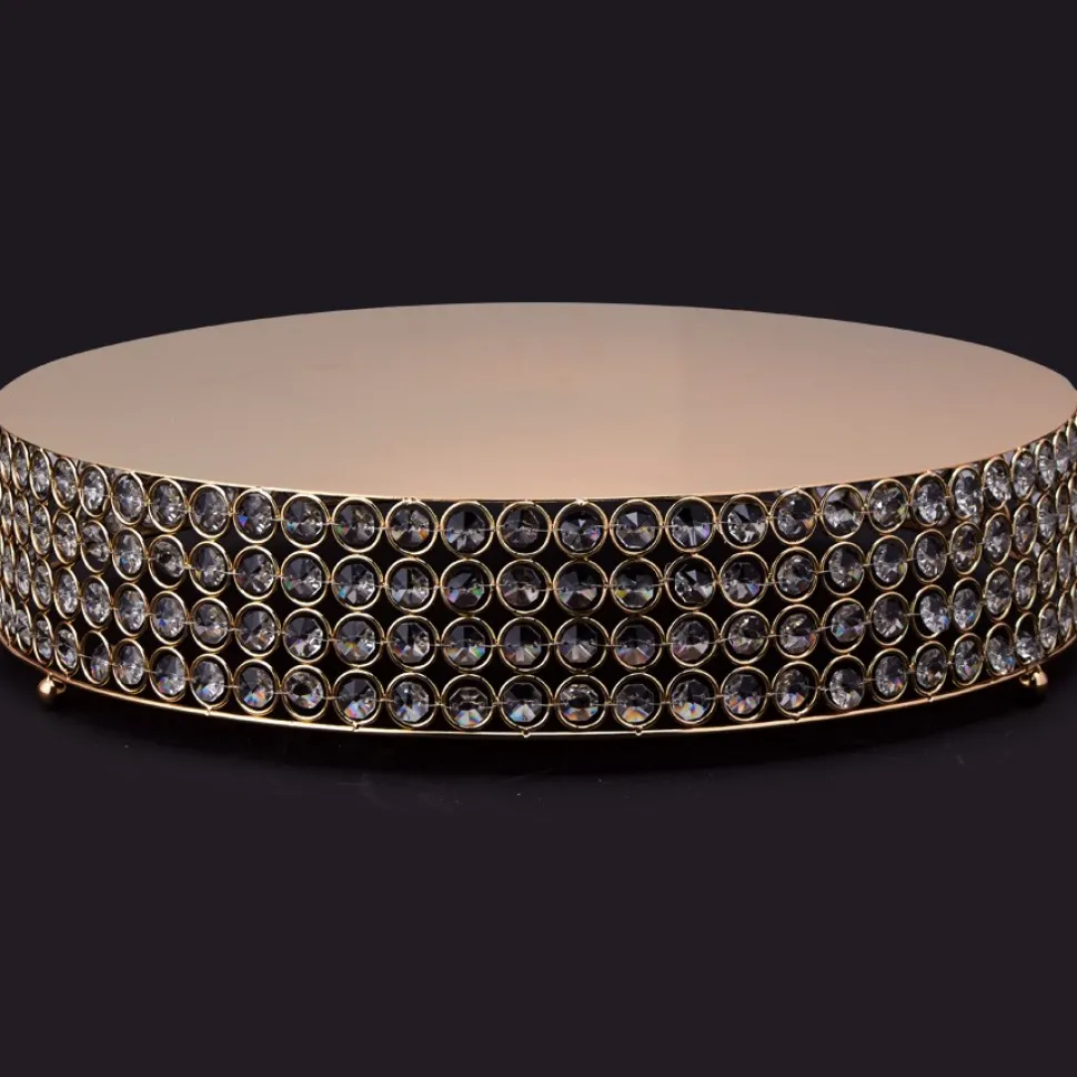 Decostar™ Crystal Round Cake Stand 18" - Gold
