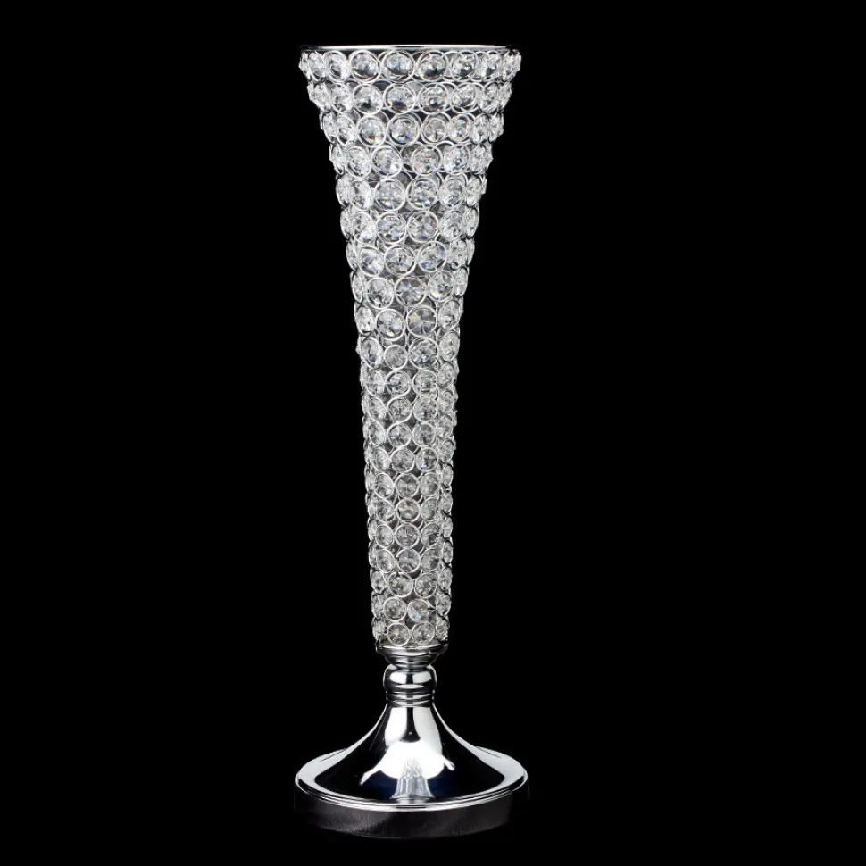 Decostar™ Crystal Trumpet Vase For Flowers 23" - Silver