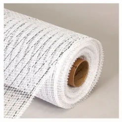 Decostar™ Decorative Poly Mesh Roll w/ Silver Metallic Stripes - MANY COLOR OPTIONS - 10 Rolls - 21