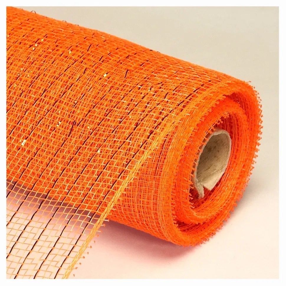 Decostar™ Decorative Poly Mesh Roll w/ Matching Metallic Stripes - MANY COLOR OPTIONS - 10 Rolls - 21" x 10 YARDS