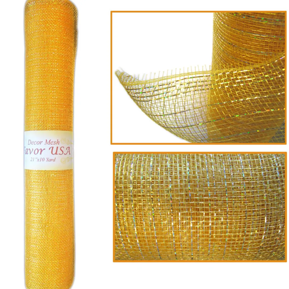 Decostar™ Decorative Poly Mesh Roll w/ Matching Metallic Stripes - MANY COLOR OPTIONS - 10 Rolls - 21" x 10 YARDS
