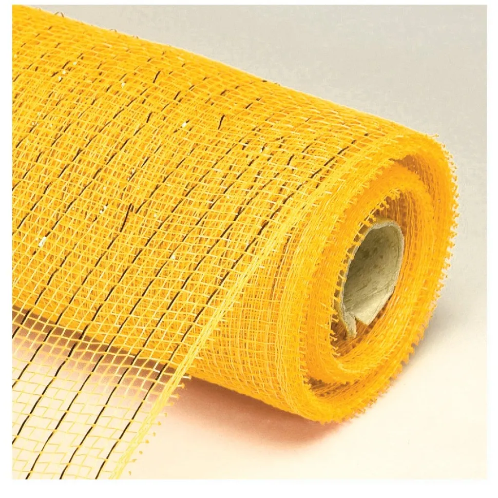 Decostar™ Decorative Poly Mesh Roll w/ Matching Metallic Stripes - MANY COLOR OPTIONS - 10 Rolls - 21" x 10 YARDS