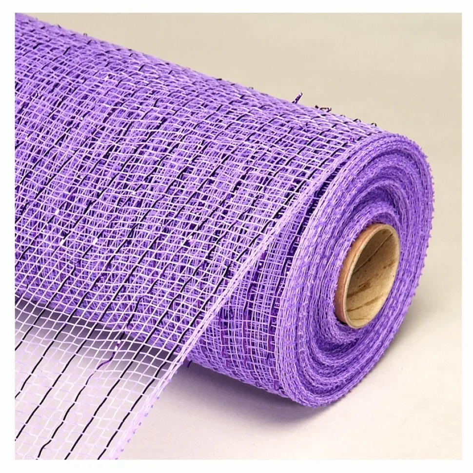 Decostar™ Decorative Poly Mesh Roll w/ Matching Metallic Stripes - MANY COLOR OPTIONS - 10 Rolls - 21" x 10 YARDS