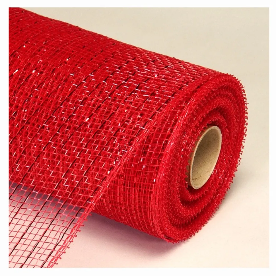 Decostar™ Decorative Poly Mesh Roll w/ Matching Metallic Stripes - MANY COLOR OPTIONS - 10 Rolls - 21" x 10 YARDS