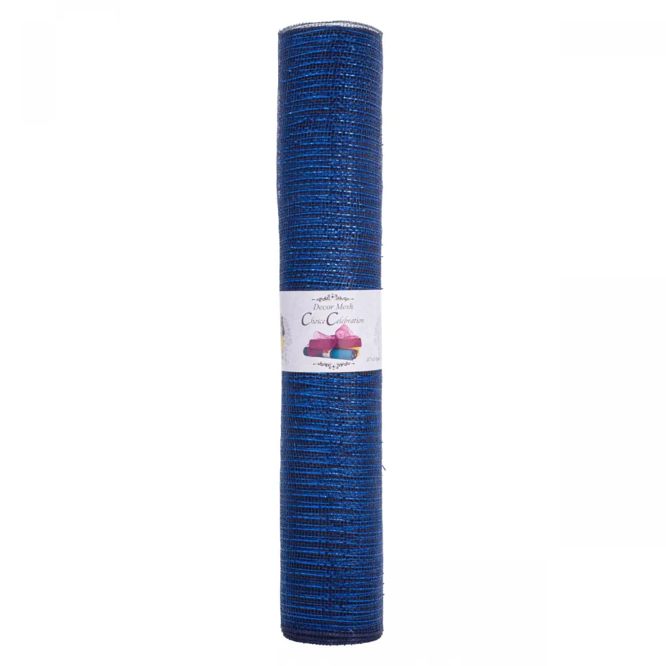 Decostar™ Decorative Poly Mesh Roll with Matching Metallic Stripes - Navy