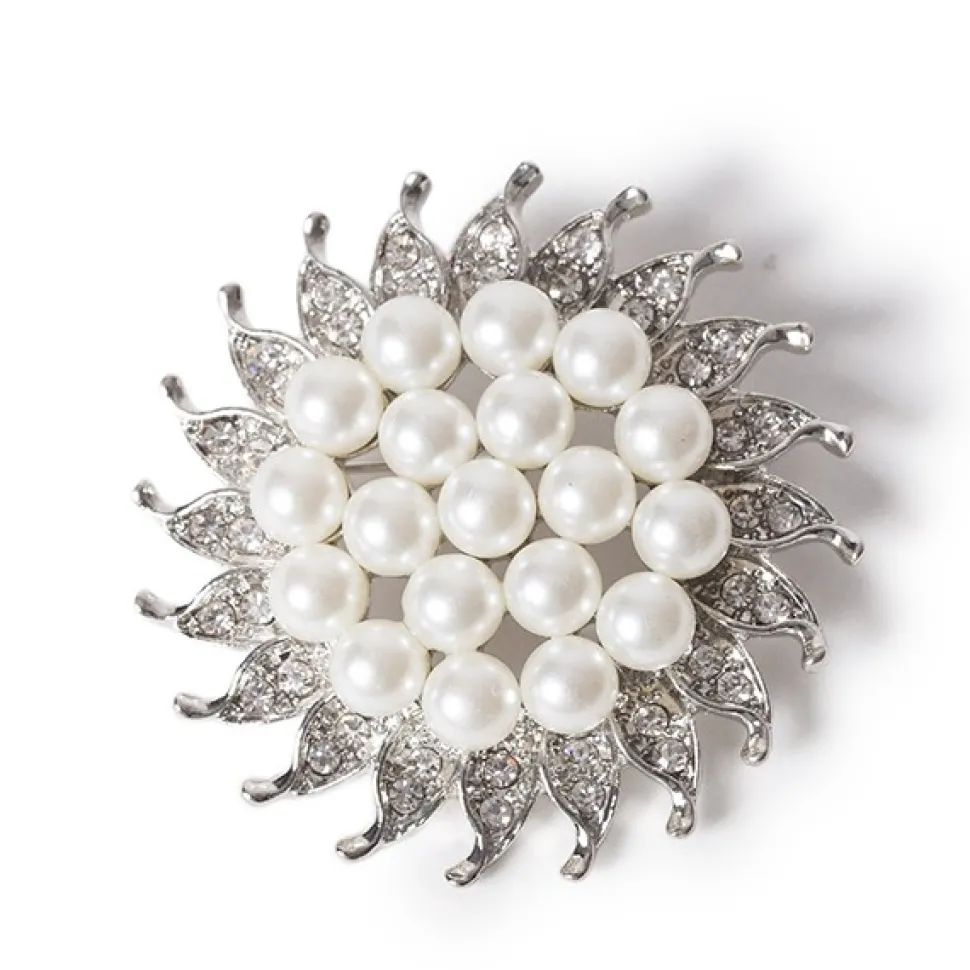 DecoStar™ Diamond and Pearl Pinwheel Brooch