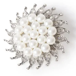 DecoStar™ Diamond and Pearl Pinwheel Brooch