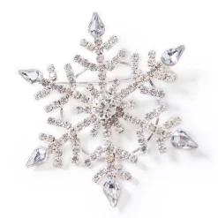 DecoStar™ Diamond Winter Holiday Snowflake Decorative Brooch in Silver