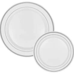 Decostar™ Disposable Deluxe Plate Set 50pc/set - Silver