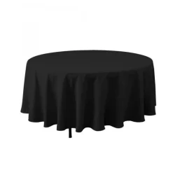 Decostar™ Economy Round Polyester Table Cover 108" - Black