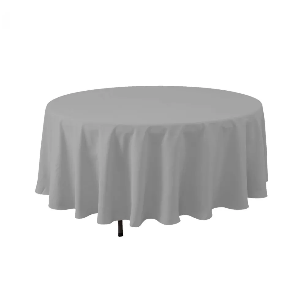 Decostar™ Economy Round Polyester Table Cover 132" - Silver