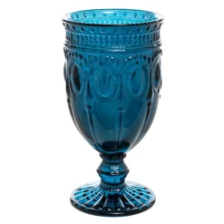 Decostar™ Embossed Glass Goblet 6½" 10oz 6pc/box - Navy