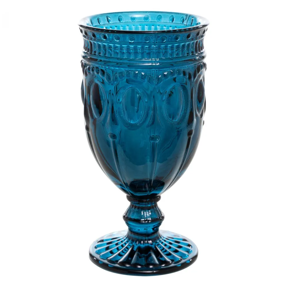 Decostar™ Embossed Glass Goblet 6½" 10oz 6pc/box - Navy