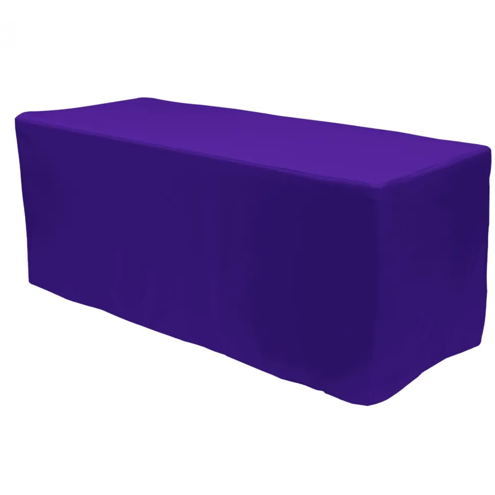 Decostar™ Fitted Polyester Rectangular Table Cover 8ft - Purple