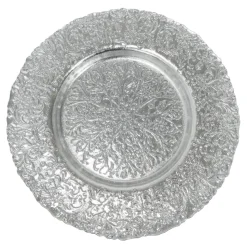 Decostar™ Floral Pattern Glass Charger Plate 13" - Silver