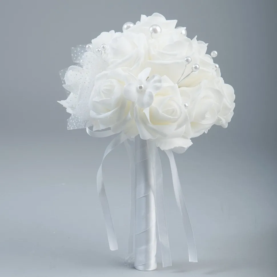 Decostar™ Foam Bouquet with Acrylic Pearls White