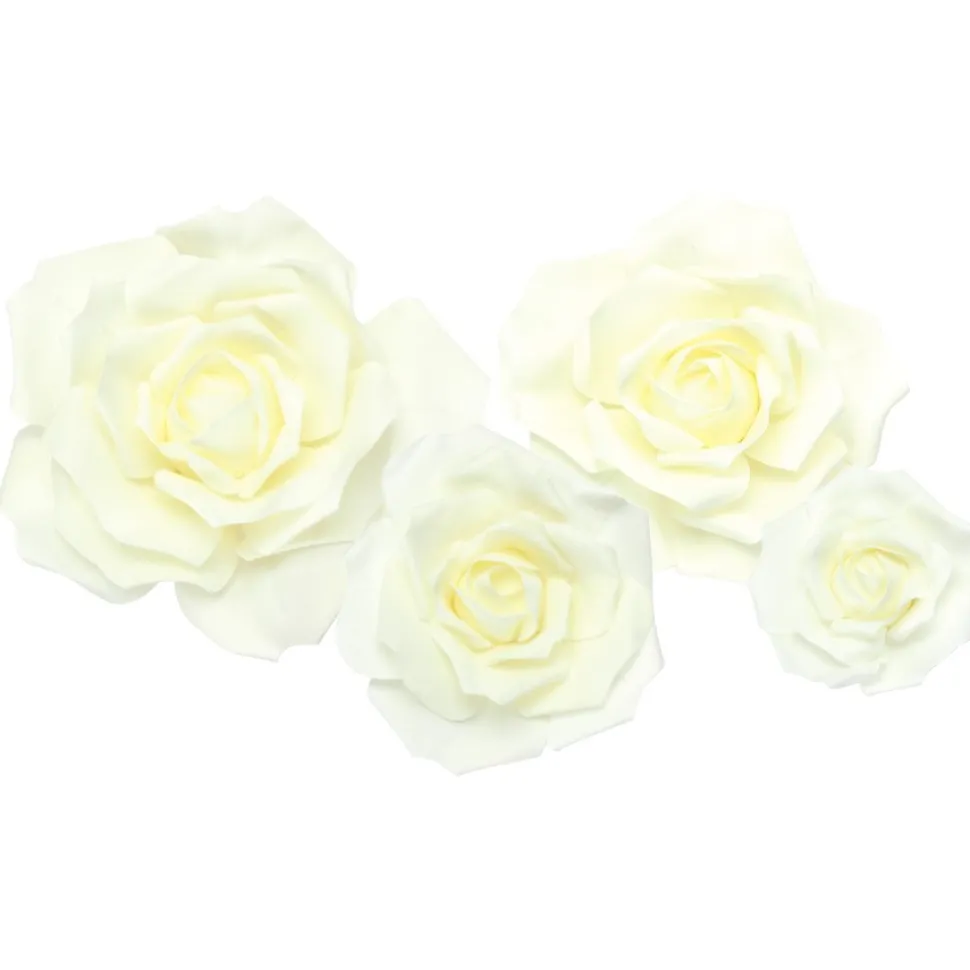 Decostar™ Foam Rose 21" 17" 14" 10" - 4pc/set - Ivory