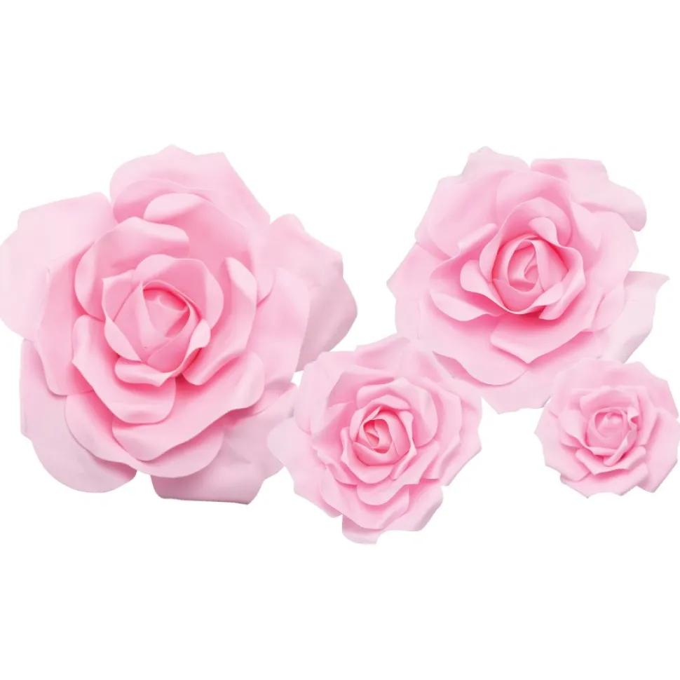Decostar™ Foam Rose 21" 17" 14" 10" - 4pc/set - Pink