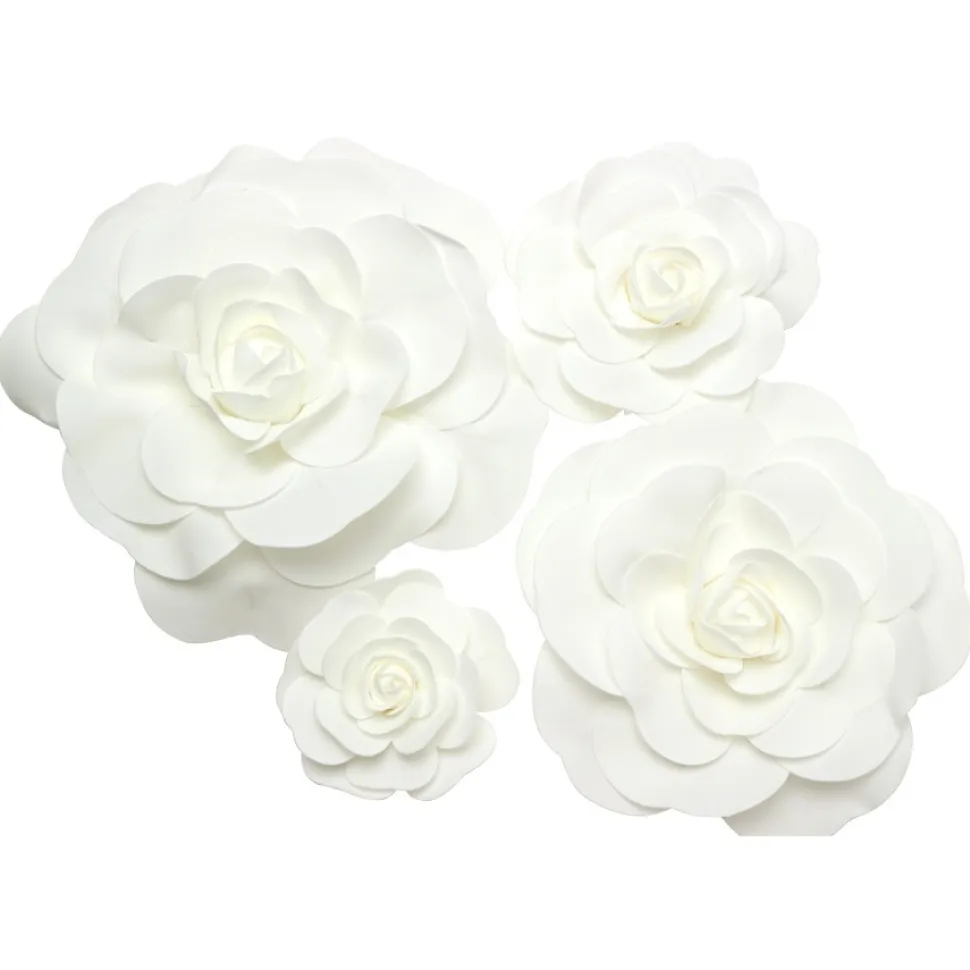 Decostar™ Foam Rose 19" 15" 10" 7½" - 4pc/set - White