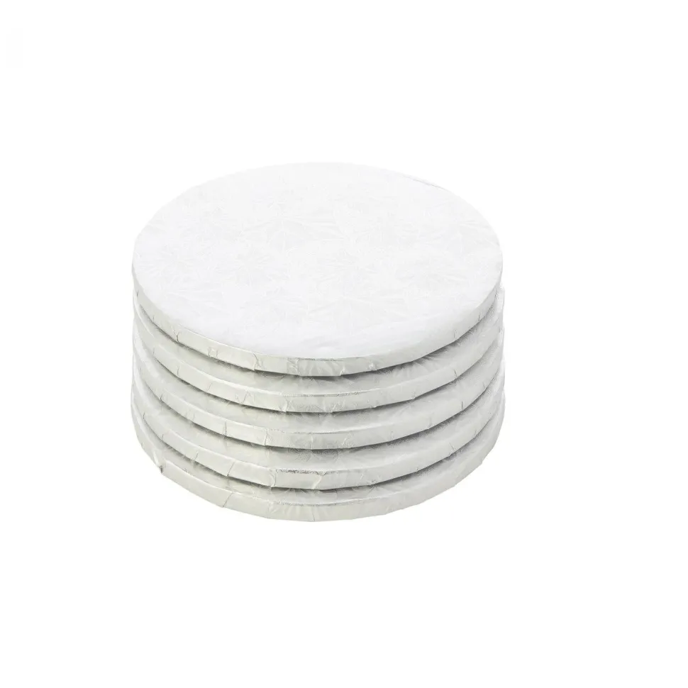 Decostar™ Foil Covered Cake Drum 8" 5pc/pack - Silver