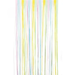 Decostar™ Fringe Party Curtain 96" - Pastel Rainbow