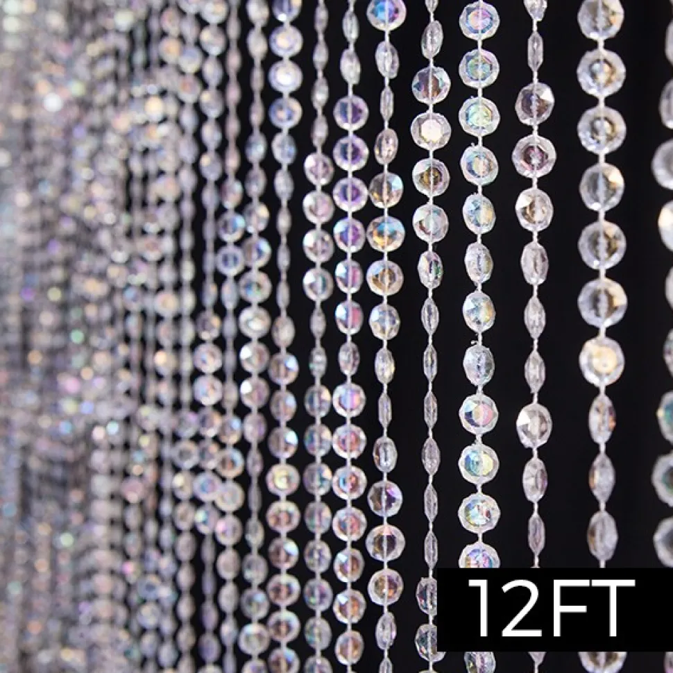 DecoStar™ 12ft. Jewel Crystal Iridescent Diamond Cut Curtain
