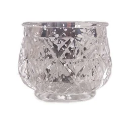 DecoStar™ 2 1/2" Glam Diamond Etched Mercury Glass Candle/Votive Holder - Silver - 6 PACK