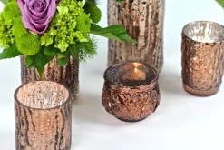 DecoStar™ 6" Glam Wavy Etched Pattern Mercury Glass Candle/Votive Holder - Bronze