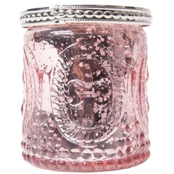 DecoStar™ Glass Candle Holder w/ Metal Trim- 2.7" - 6 PACK - Pink