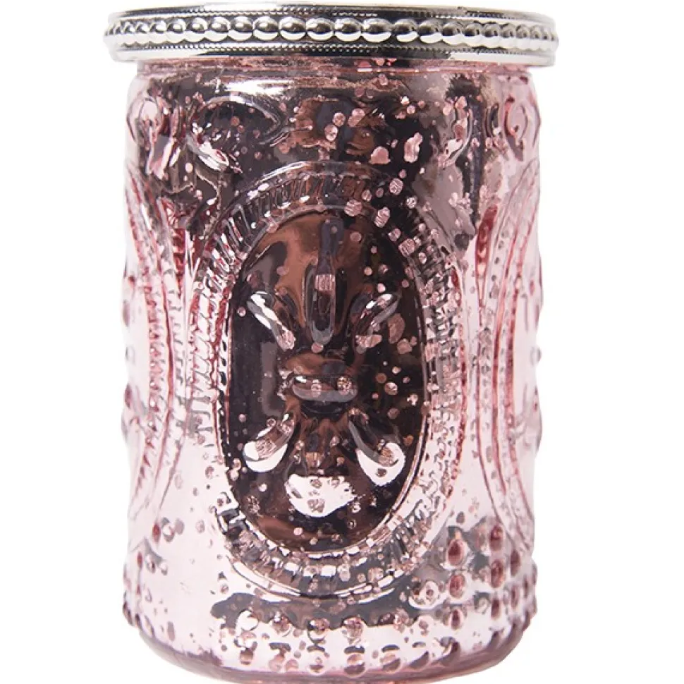 DecoStar™ Glass Candle Holder w/ Metal Trim- 4" - 6 PACK - Pink